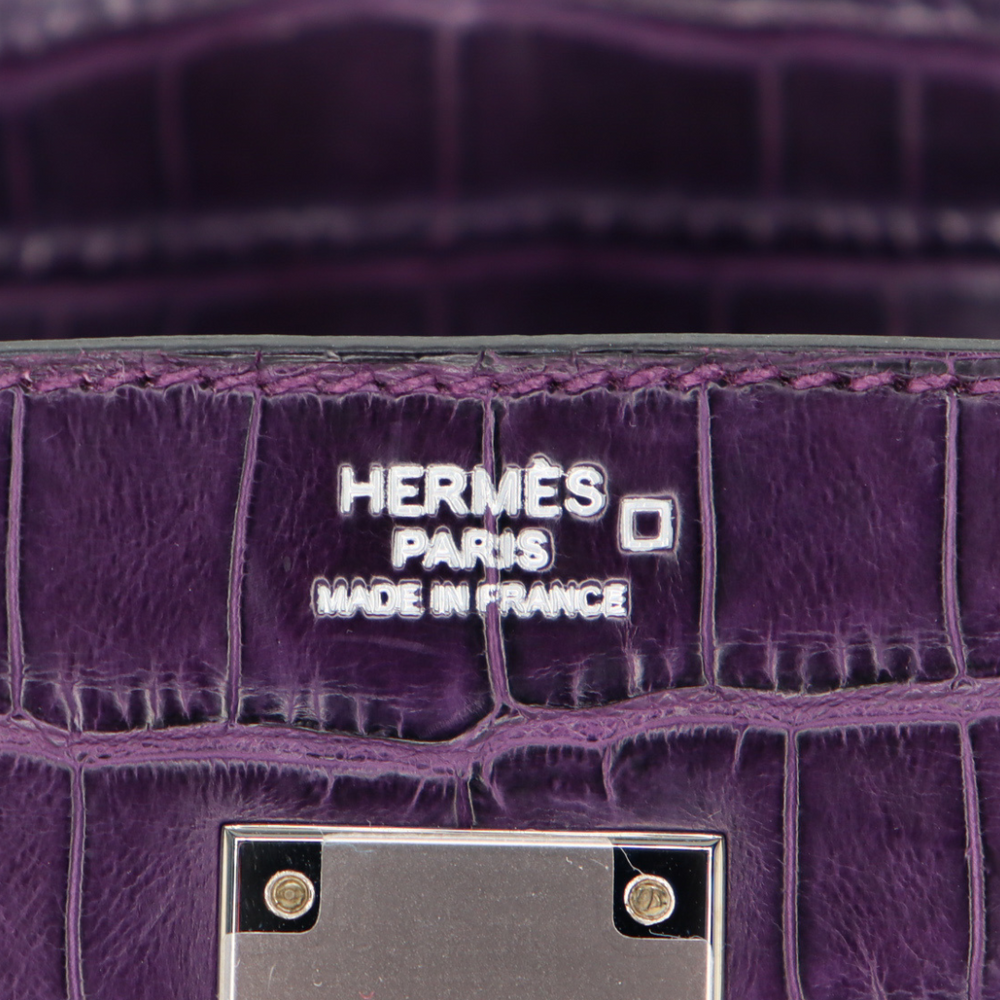 Hermès 30cm Birkin Amethyst Matte Alligator Palladium Hardware Hermès 30cm Birkin Amethyst Matte Alligator Palladium Hardware