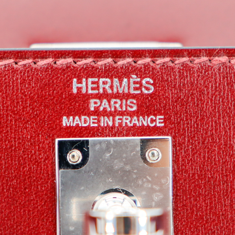 Hermès 25cm Kelly Sellier Rouge H Box Calf Leather Palladium