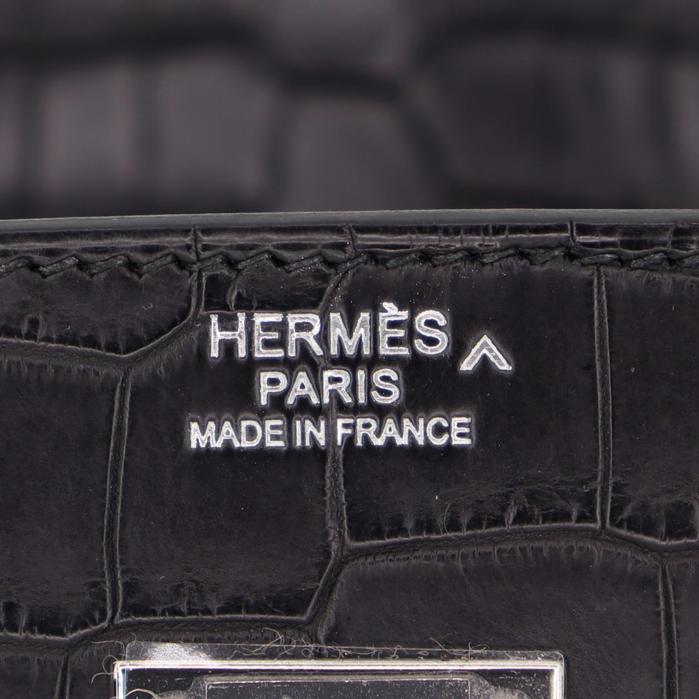 Hermès 30cm Birkin Black Matte Porosus Crocodile Palladium