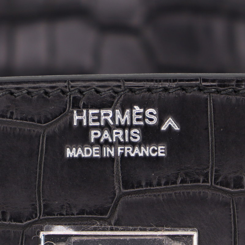 Hermès 30cm Birkin Black Matte Porosus Crocodile Palladium Hardware