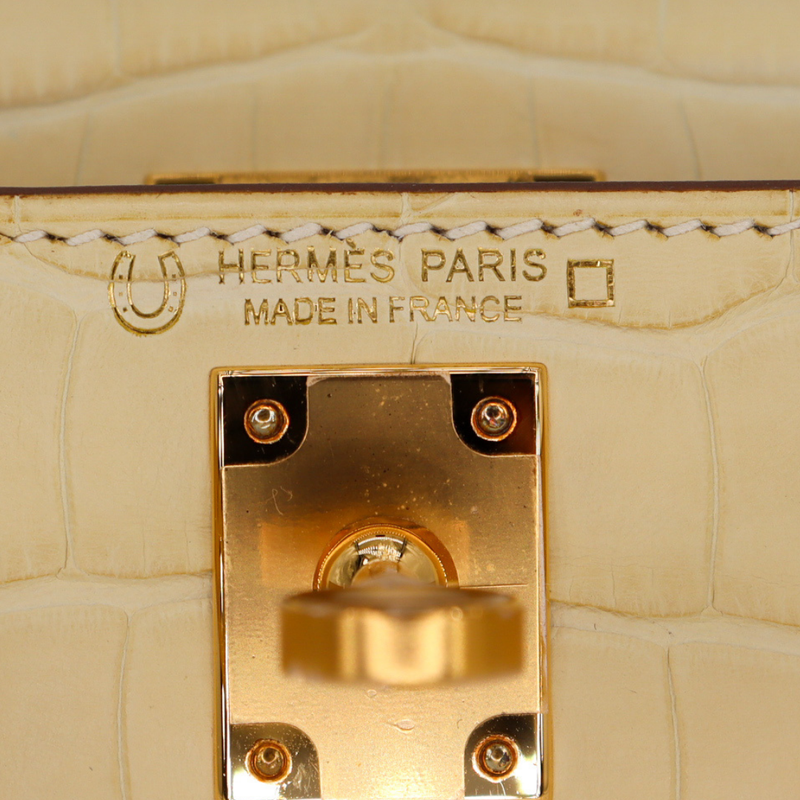 Hermès Kelly II Sellier Mini HSS Vanille/Gold Matte Alligator Gold