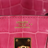 Hermès 25cm Birkin Rose Tyrien Shiny Niloticus Crocodile Gold Hardware