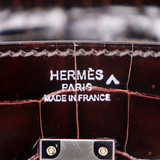 Hermès 25cm Birkin Havane Shiny Porosus Crocodile Palladium Hardware