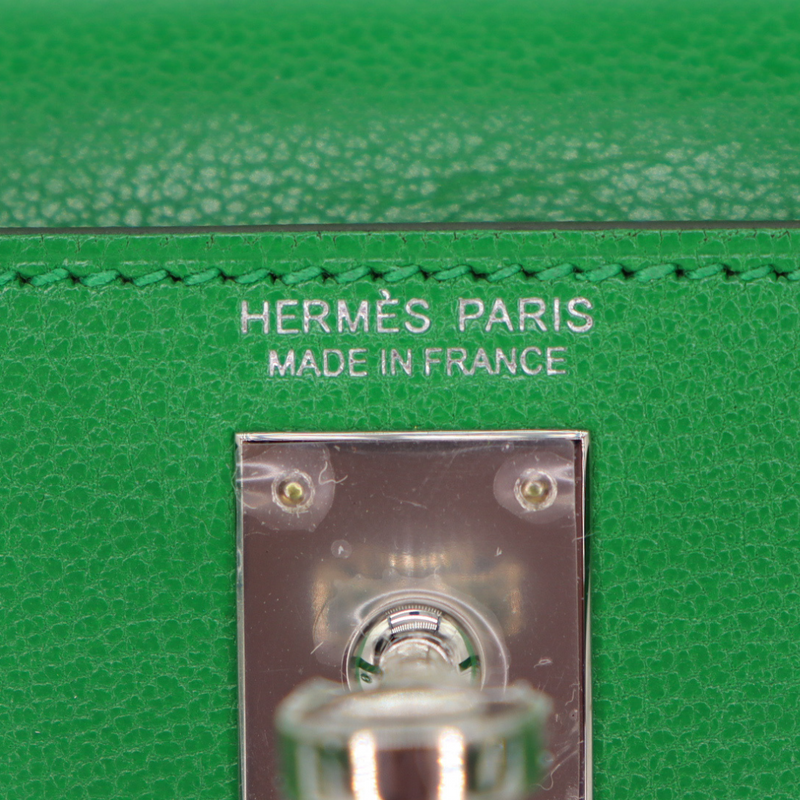 Hermès Kelly II Sellier Mini Bambou Chevre Leather Palladium Hardware