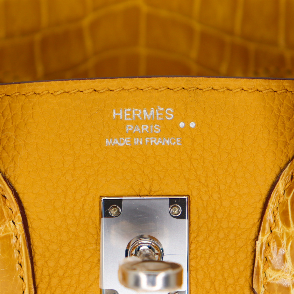 Hermès 25cm Birkin Touch Jaune Ambre Togo Leather/Niloticus