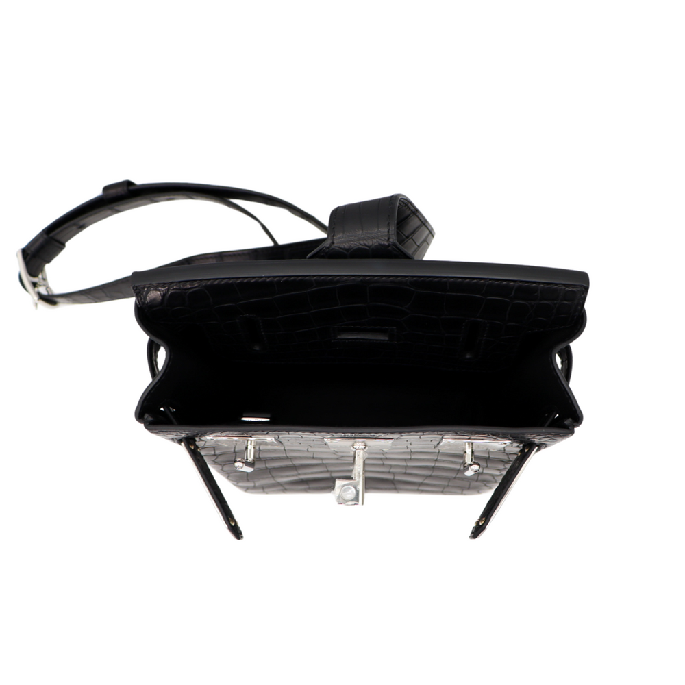 HERMēS ブラックレザーショルダーバッグ Kelly 20 en Desordre Black (89) - GINZA XIAOMA | Hermès Boutique