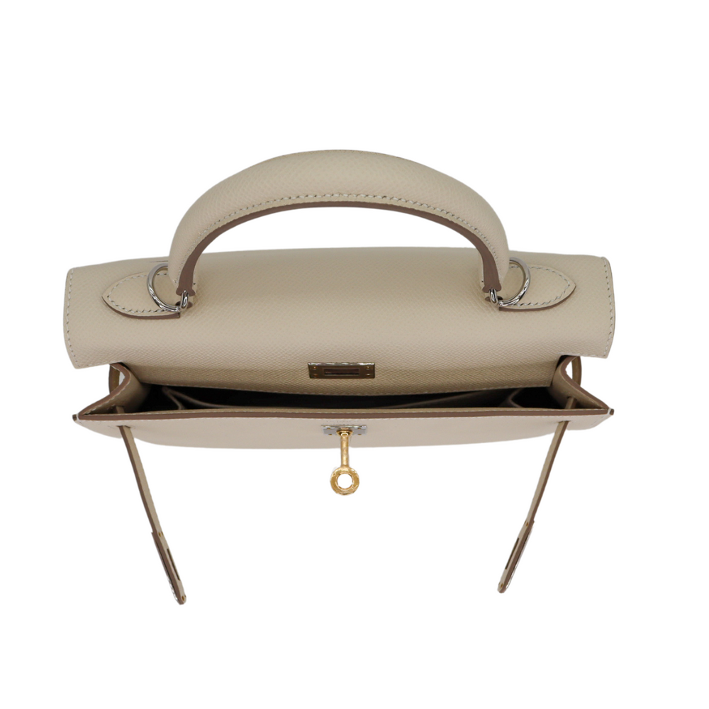 Hermès 25cm Kelly Sellier Craie Epsom Leather Gold Hardware
