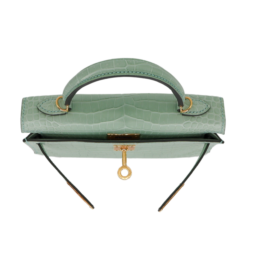Hermès Kelly II Sellier Mini Vert Cypress Matte Alligator Gold