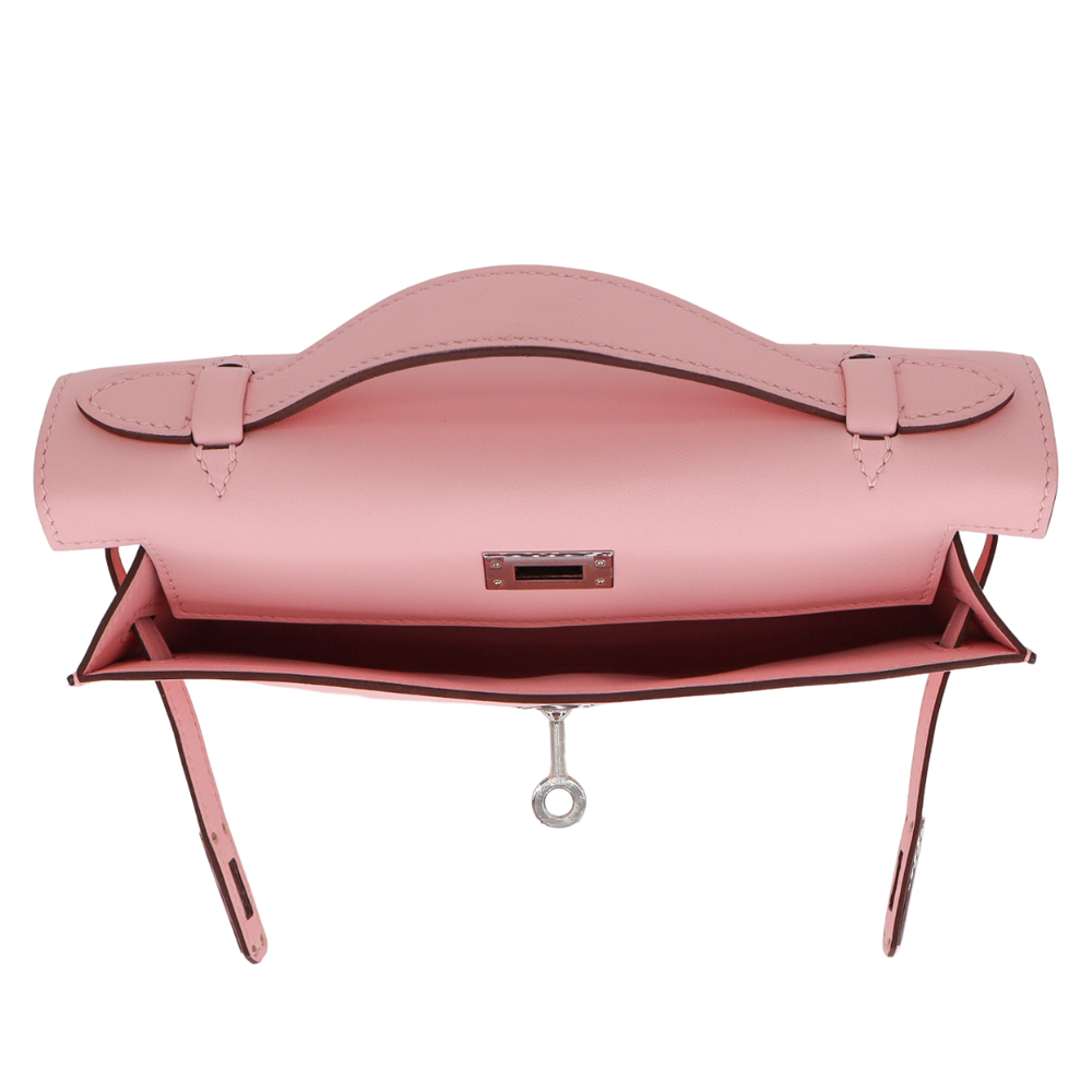 Hermès Kelly Pochette Rose Sakura Swift Leather Palladium Hardware