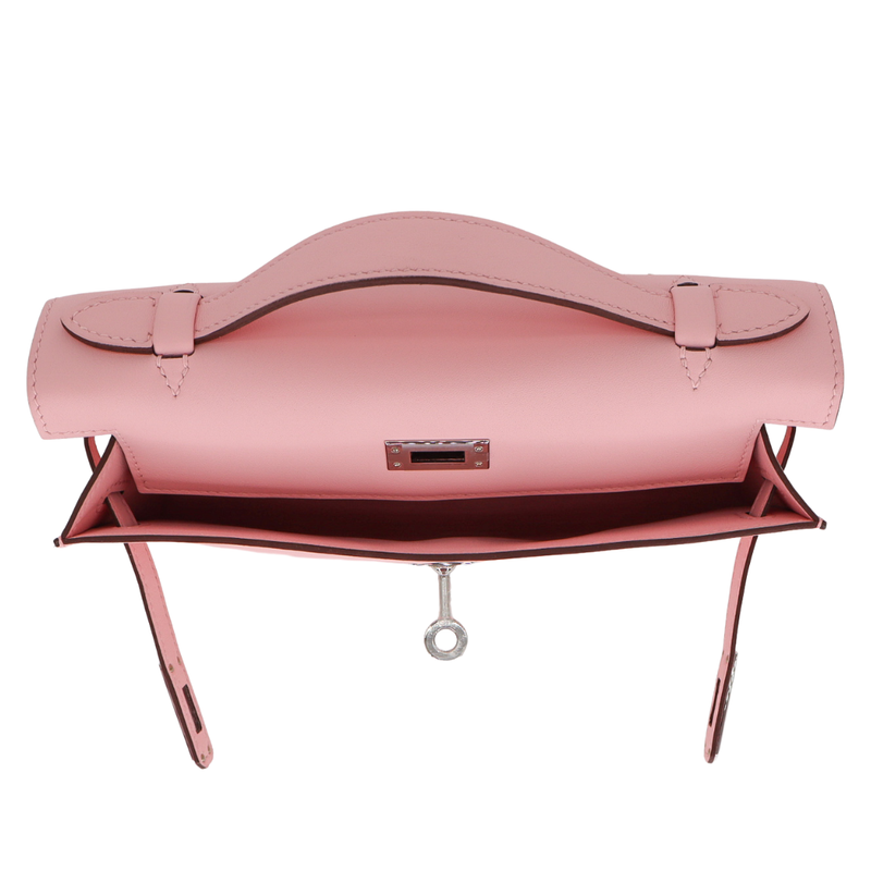 Hermès Kelly Pochette Rose Sakura Swift Leather Palladium Hardware