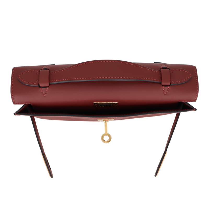 Hermès Kelly Pochette Rouge H Swift Leather Gold Hardware
