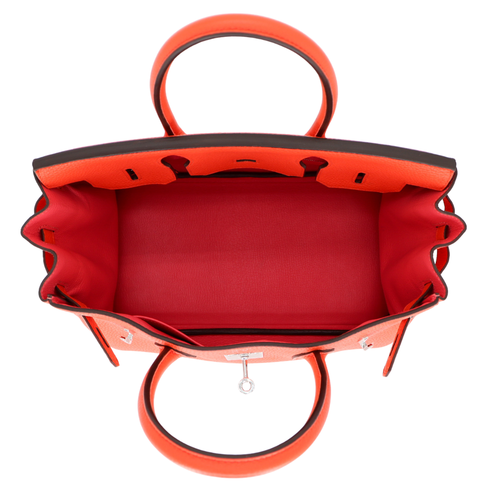 Hermès 30cm Birkin Verso Orange Poppy Clemence Leather Palladium
