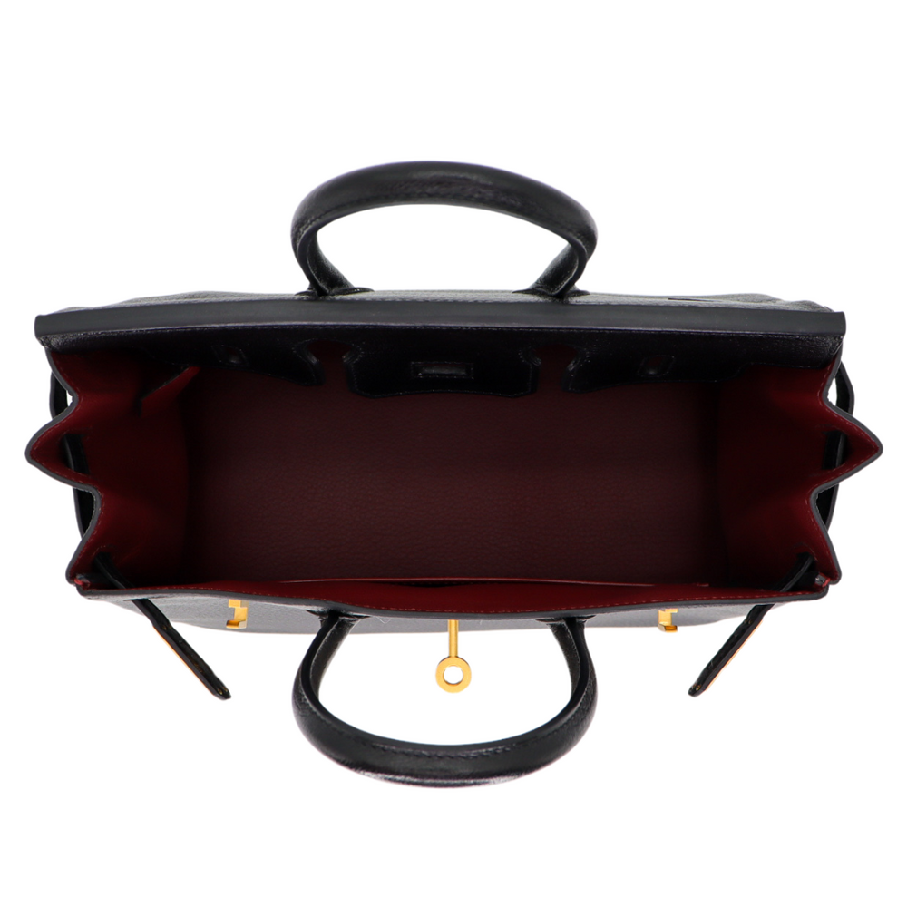 Hermès 25cm Birkin HSS Black/ Rouge Chèvre Leather Brushed Gold