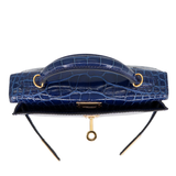 Hermès Kelly II Sellier Mini Bleu Saphir Shiny Alligator Gold Hardware