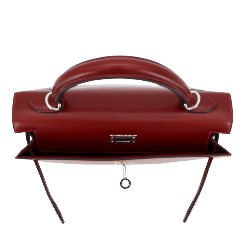 Hermès 25cm Kelly Sellier Rouge H Box Calf Leather Palladium