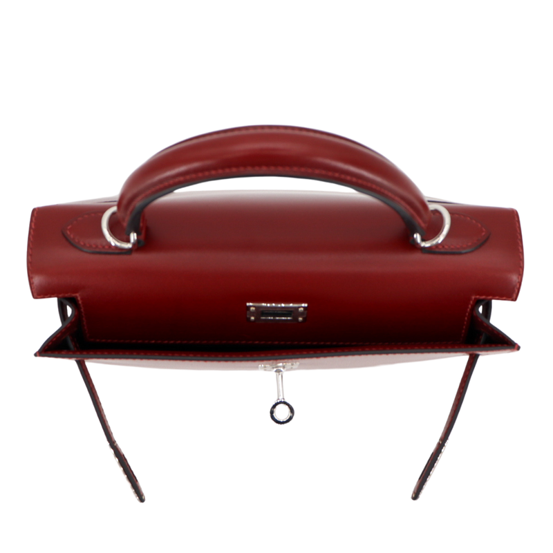 Hermès 25cm Kelly Sellier Rouge H Box Calf Leather Palladium