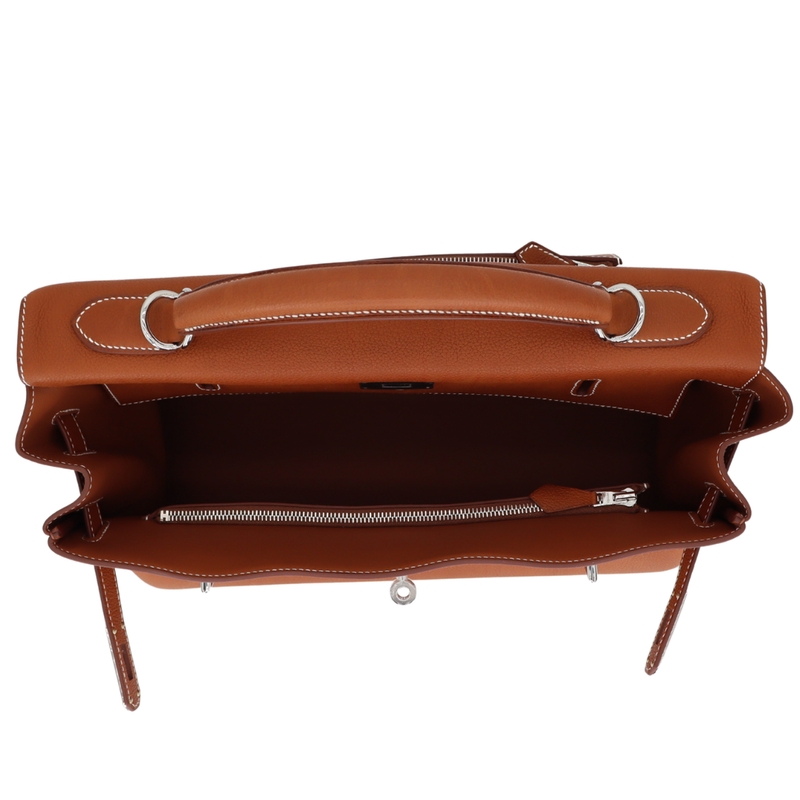Hermès 42cm Kelly Maxi Fauve Barenia Leather Palladium Hardware