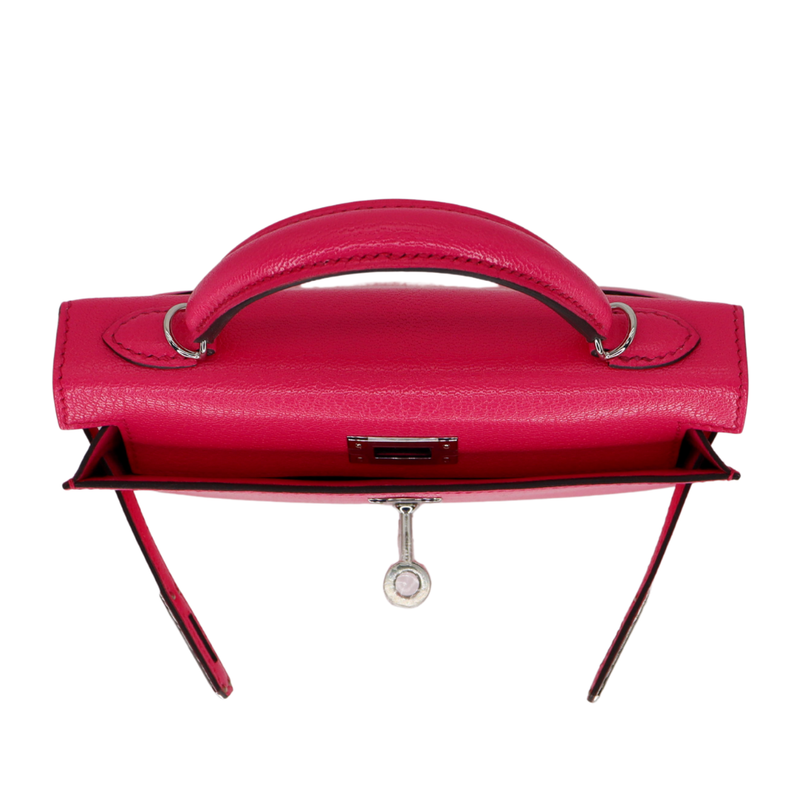 Hermès Kelly II Sellier Mini Rose Shocking Chevre Leather Palladium Hardware