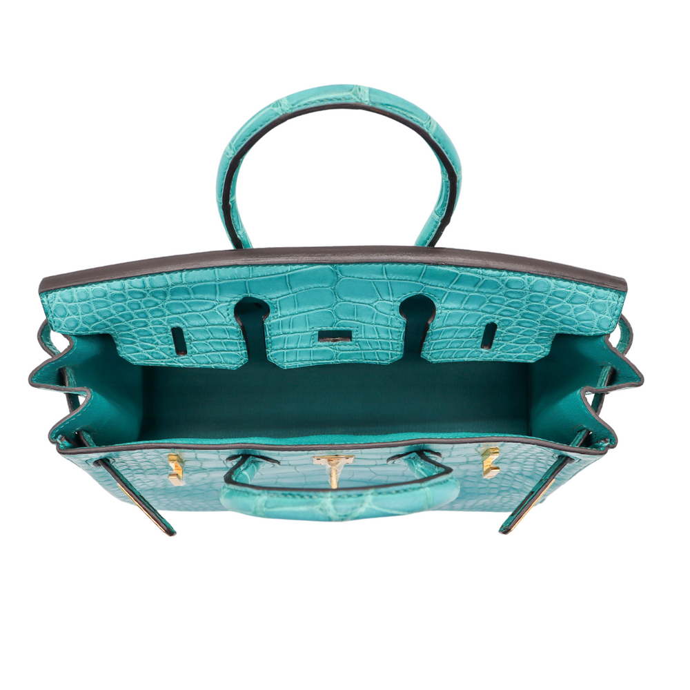 Hermès 25cm Birkin Bleu Paon Matte Alligator Gold Hardware – Privé