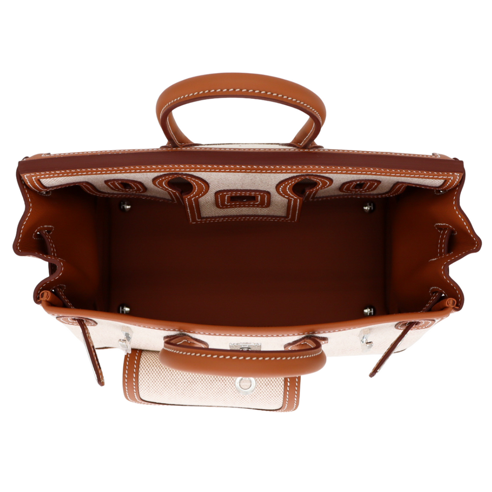 Hermès 25cm Birkin Cargo Ecru/Gold Canvas/Swift Leather Palladium