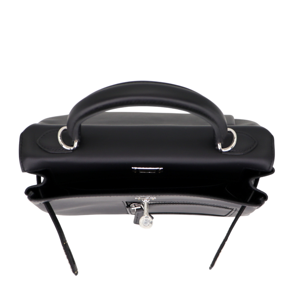 Hermès 25cm Kelly Colormatic Black Swift Leather Palladium