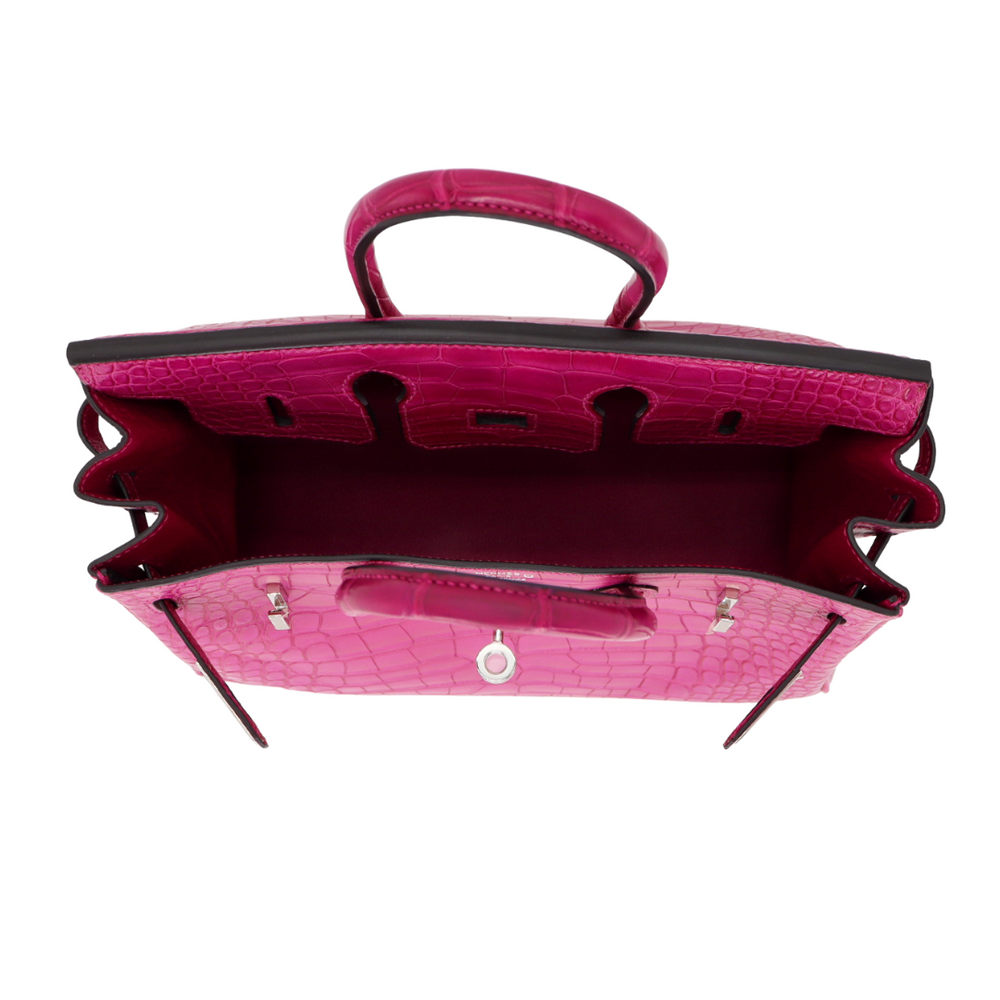 Hermès 25cm Birkin Rose Scheherazade Matte Alligator Palladium