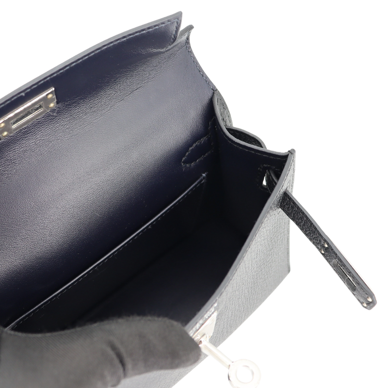Hermès Kelly II Sellier Mini HSS Black Chèvre Leather Palladium