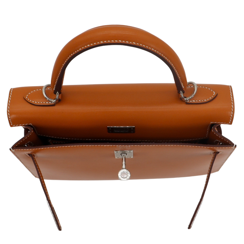 Hermès 25cm Kelly Sellier Naturel Sable Butler Leather Palladium