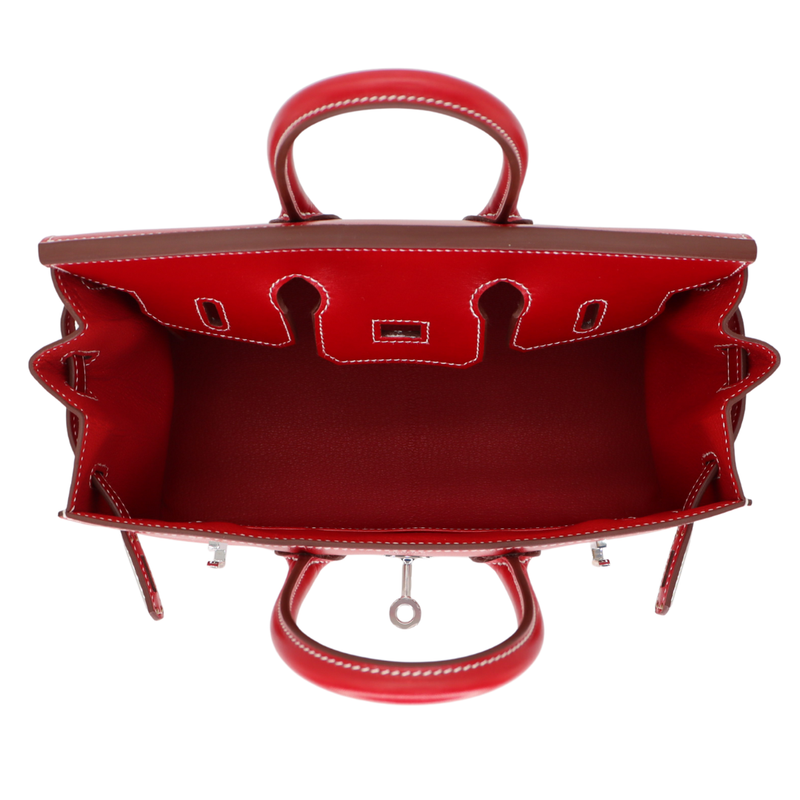 Hermès 25cm Birkin Sellier Rouge Piment Box Calf Leather Palladium