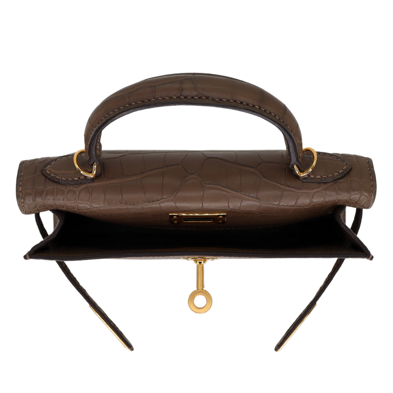 Hermès Kelly II Sellier Mini Gris Elephant Matte Alligator Gold Hardware
