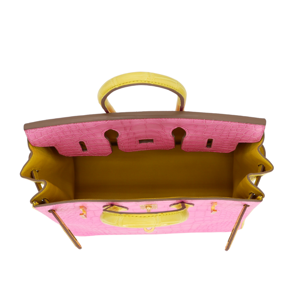 Hermès 25cm Birkin HSS Bubblegum/Mimosa Matte Alligator Brushed