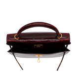 Hermès 28cm Kelly Sellier Bordeaux Shiny Niloticus Gold Hardware