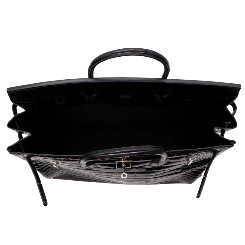 Black crocodile hermes bag hotsell