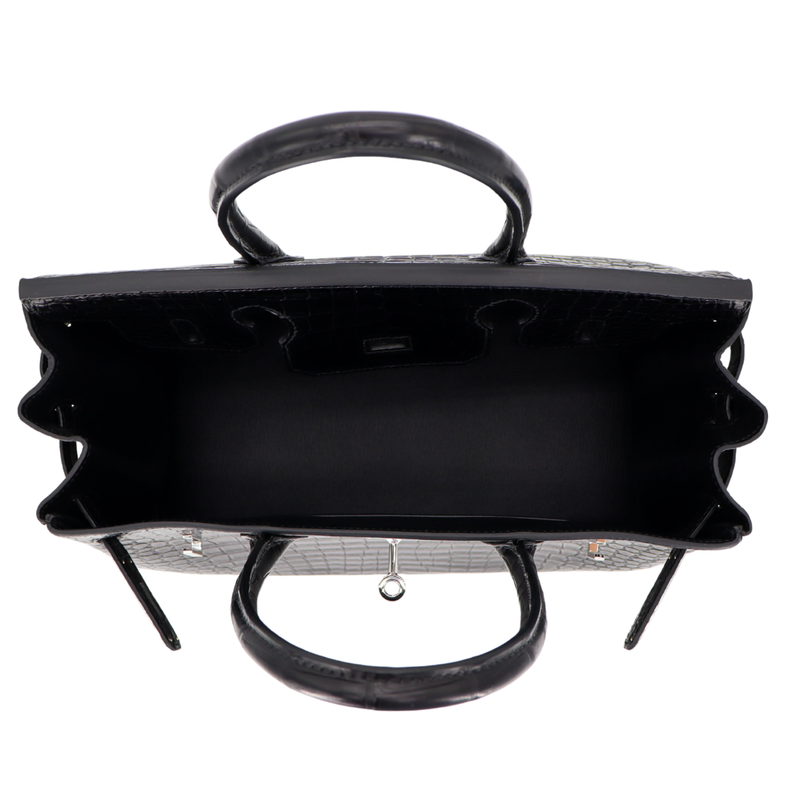 Hermès 30cm Birkin Black Matte Porosus Crocodile Palladium Hardware