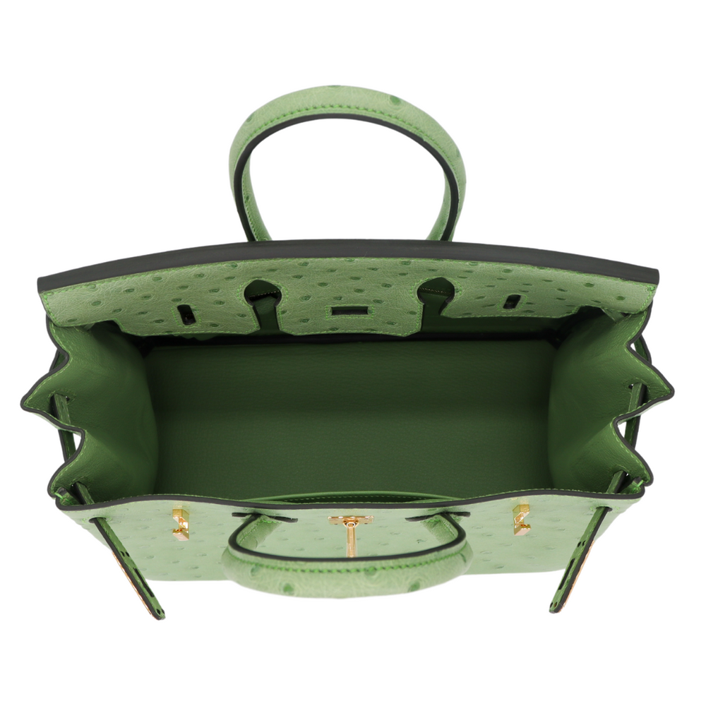 Green Ostrich Birkin Hermès 25cm Birkin Vert Criquet Ostrich Gold
