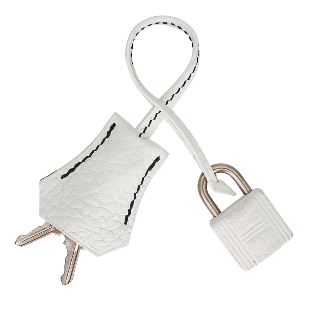 HERMES サスペンダー ブラック/ホワイト Hermès 25cm Birkin HSS White/Black Clemence Leather Brushed