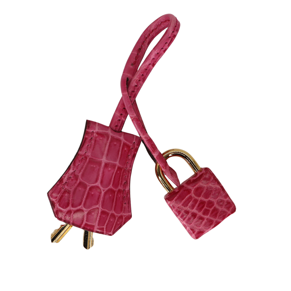 Hermès 25cm Birkin Rose Tyrien Shiny Niloticus Crocodile Gold