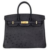 Hermès 25cm Birkin HSS Black/Rouge H Ostrich Brushed Gold Hardware