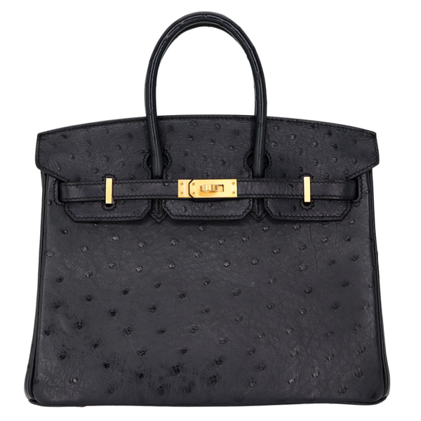Hermès 25cm Birkin HSS Black/Rouge H Ostrich Brushed Gold Hardware