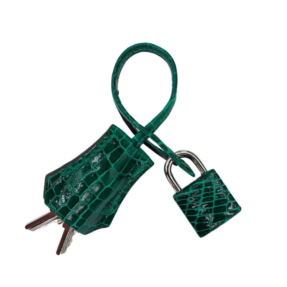 Hermès 25cm Birkin Vert Emeraude Shiny Porosus Crocodile Palladium