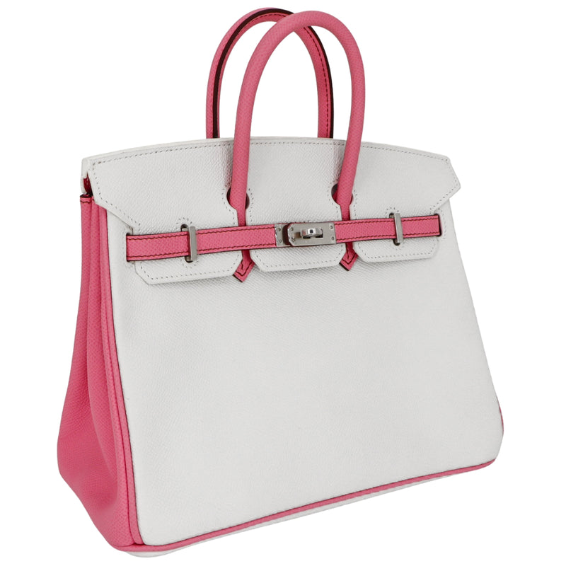 Hermès 25cm Birkin HSS White/Bubblegum Epsom Leather Pallladium