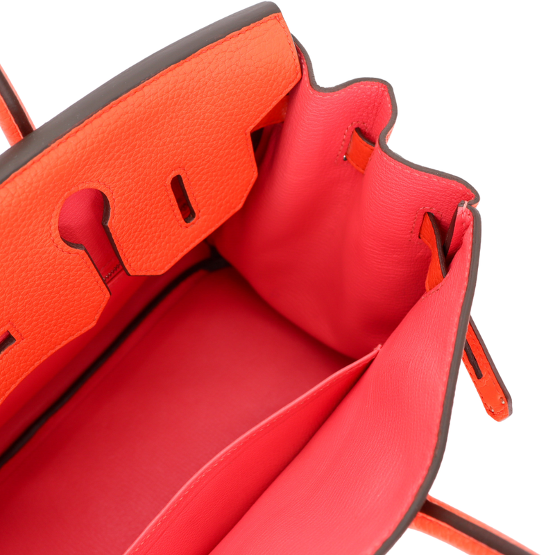 Hermès 30cm Birkin Verso Orange Poppy Clemence Leather Palladium