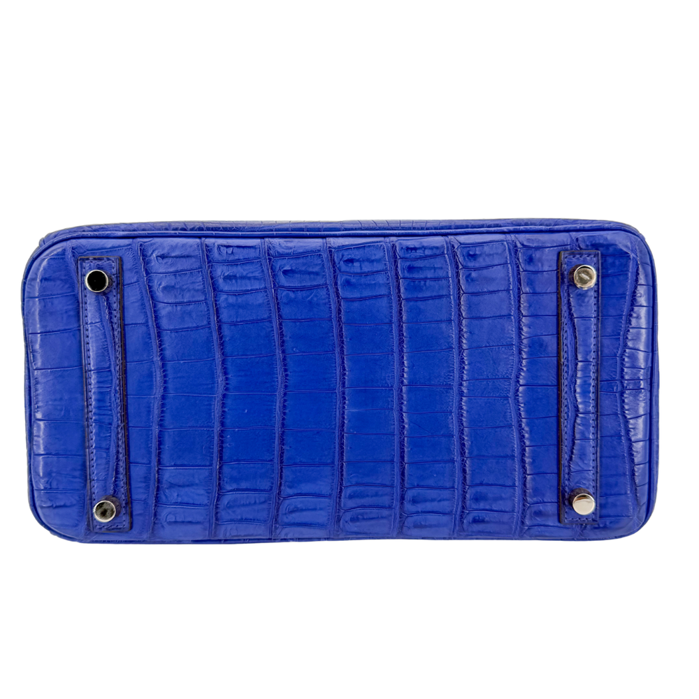 Hermès 30cm Birkin Bleu Electrique Matte Niloticus Crocodile