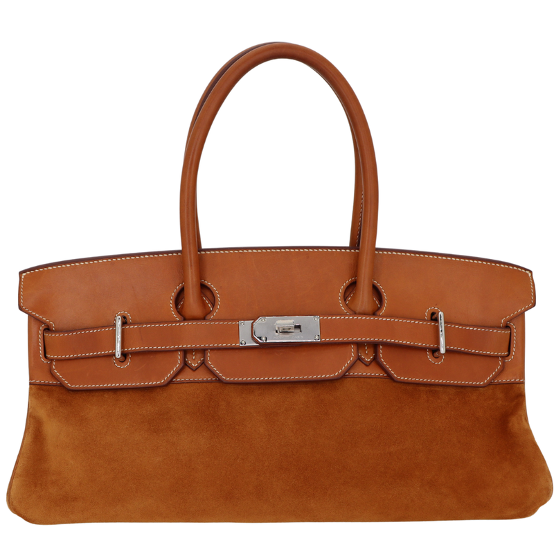 Hermès 42cm Birkin Shoulder JPG Doblis Fauve Suede/Barenia Leather Palladium Hardware
