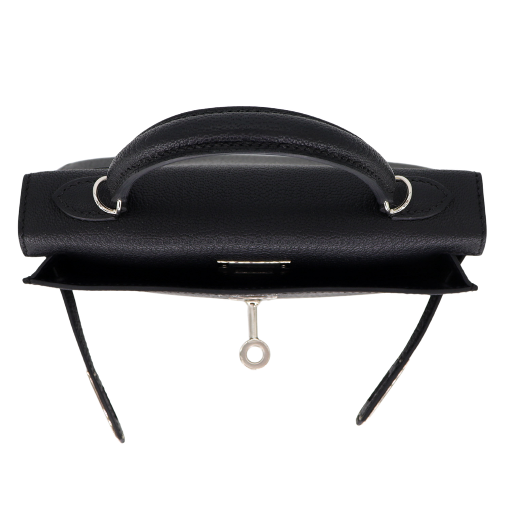 Hermès Kelly II Sellier Mini HSS Black Chèvre Leather Palladium Hermès Kelly II Sellier Mini HSS Black Chèvre Leather Palladium