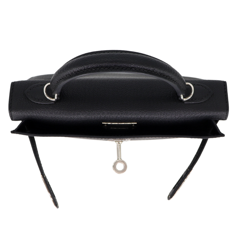 Hermès Kelly II Sellier Mini HSS Black Chèvre Leather Palladium