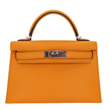 Hermès Mini Kelly II Sellier Moutarde Chèvre Palladium Hardware