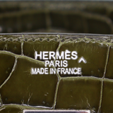 Hermès 35cm Birkin Vert Olive Shiny Porosus Crocodile Diamond Hardware