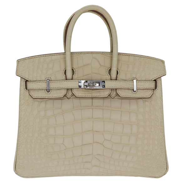 Hermès 25cm Birkin Beton Matte Alligator Palladium Hardware