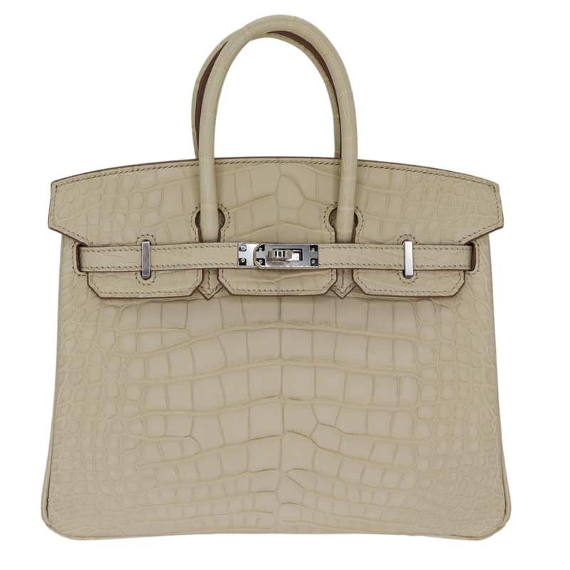 Hermès 25cm Birkin Beton Matte Alligator Palladium Hardware